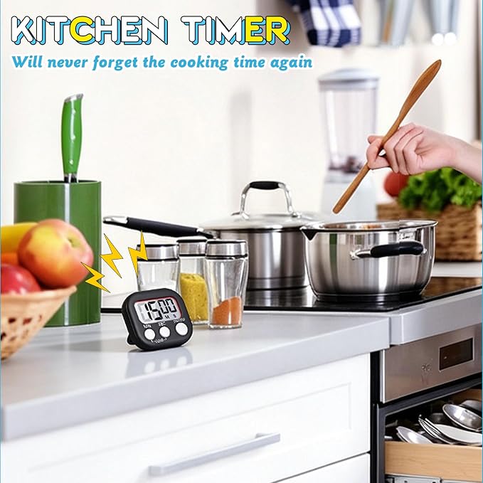 Mwellewm 24 Pcs Digital Timers for Classroom Kitchen Timers for Cooking Small Magnetic Stopwatch 6 Colors Mini Countdown Timer Loud Alarm Stop for Study Work Baking Sports Games Office Timer Clock