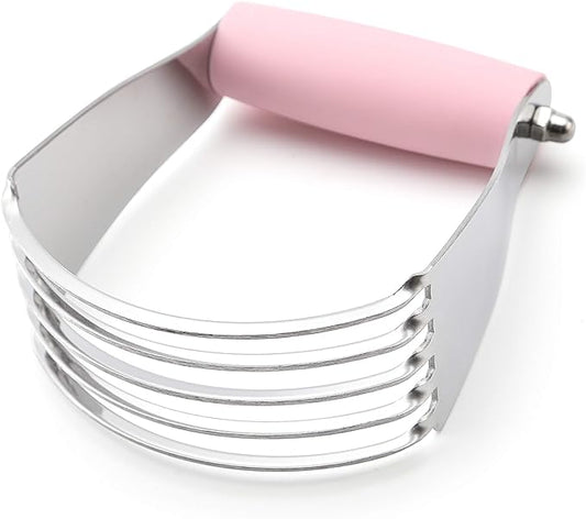 Spring Chef Medium Size Dough Blender For Baking, Stainless Steel Dough Cutter Tool, Manual Pastry Cutter Tool with Sharp & Thick Blades, Dishwasher Safe Pastry Blender for Easy Mixing - Pink Lemonade