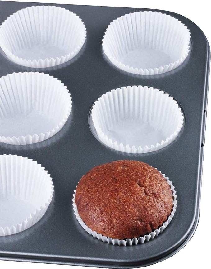 Caperci Standard White Cupcake Liners 500 Count, No Smell, Food Grade & Grease-Proof Baking Cups Paper