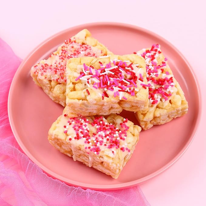 Valentines Sprinkles 6.5oz Edible Heart Sprinkle Mix Pink Red and White Jimmies Nonpareils Sanding Sugar Perfect for Cake Decorations Baking Ice Cream Cookies Cupcake Topper