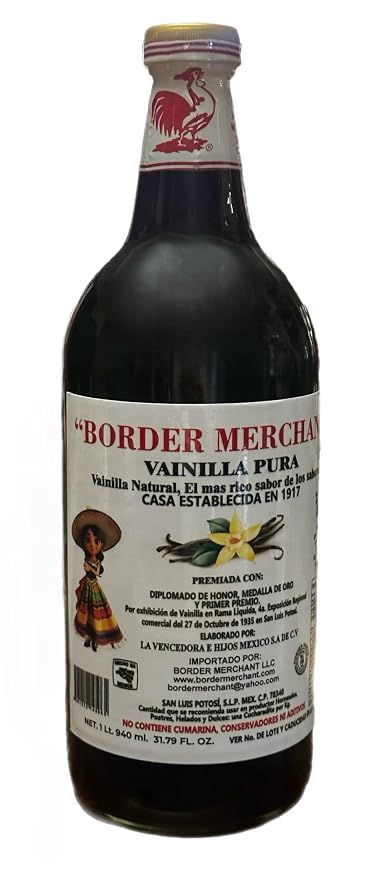 Border Merchant Vainilla Pura Mexicana Authentic Mexican Pure Vanilla Extract Glass Bottles 31oz 2Pk