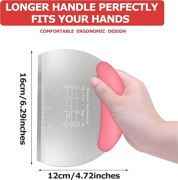 Pastry Cutter Dough Scraper Dough Cutter Scraper Tool Kitchen Pastry Blender,Stainless Steel Pastry Cutters Heavy Duty Dough Cutter for Kitchen Baking Tools,Comfortable and Easy Clean (Pink) (Pink-)