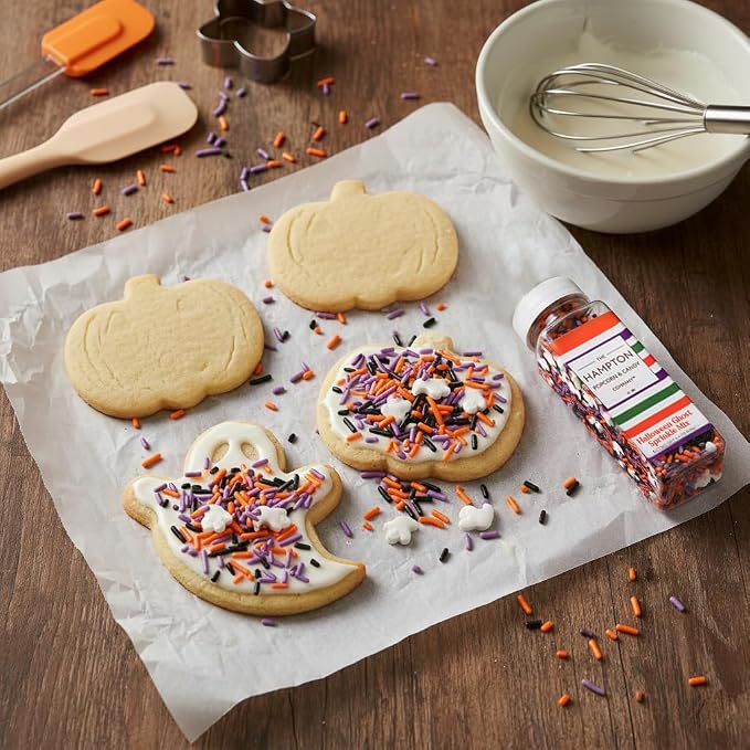 White Ghosts & Orange, Purple, Black Sprinkles Mix 4.4 oz, Halloween Sprinkles For Cake Decorating, Baking, Ice Cream & More, The Hampton Candy Company