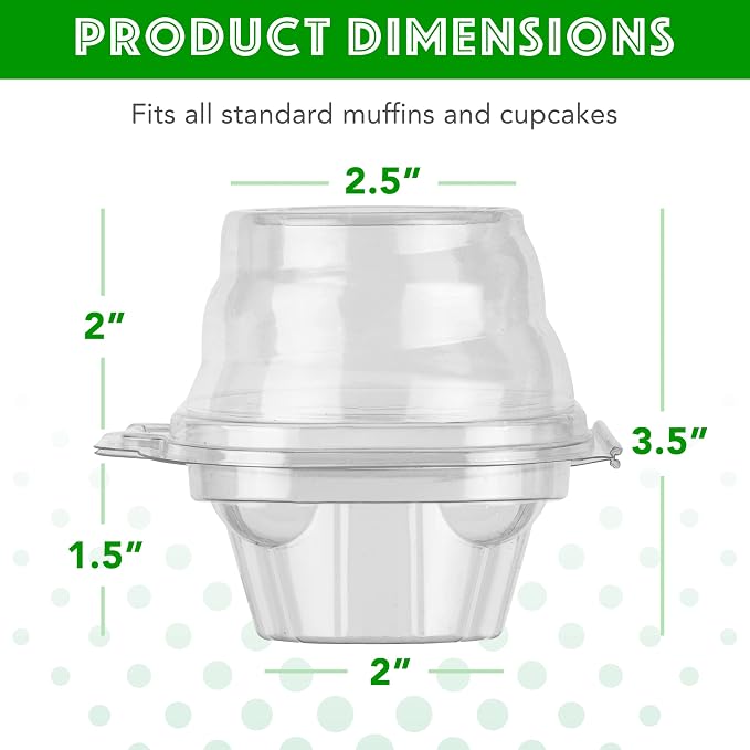 Green Direct Clear Stackable Cupcake Boxes Disposable Individual Cupcake Containers Airtight With Lid Plastic Carrier Bpa Free Cupcake - 100