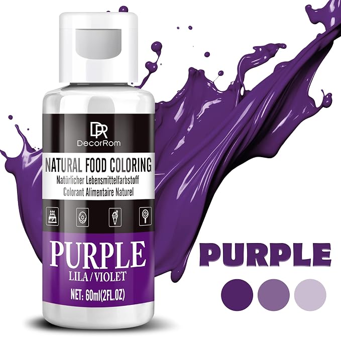 Natural Purple Food Coloring - Dye Free Natural Food Dye, FD&C Artificial Dye Free Liquid Food Coloring for Baking, Cake Decorating, Frosting, Icing, Easter Eggs, Fondant, Cookies & More, 2 fl. oz