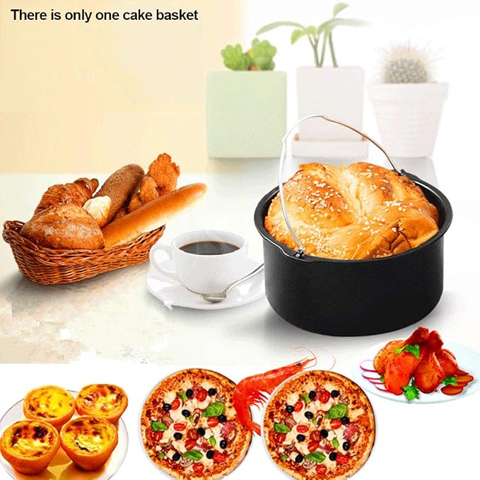 Air Fryer Cake Pan, Nonstick Baking Pans Barrel Air Fryer Bread Pizza Baking Pan Deep for Instan-t Pot Round Airfryer Cake Basket Pan Accessory Dishwasher Safe(SIZE:7 Inch)