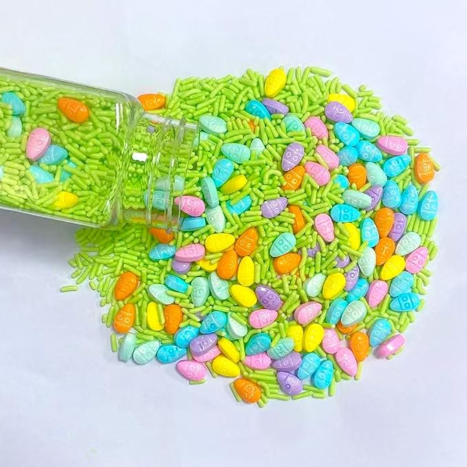 PhilaeEC Easter Egg Green Jimmies Mix Sprinkles Edible for Cake Decoration Sprinkles Baking Cookie Cupcake Toppers Decoration Vanlentine Easter St Patricks Supplies 105g/3.7oz