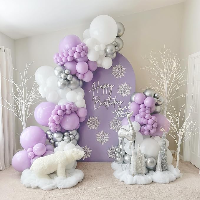 120pcs Pastel Purple Balloons, 18 12 10 5 inch Light Purple Balloons Different Sizes Purple Balloon Garland for Baby Shower Gender Reveal Wedding Birthday Party Decorations