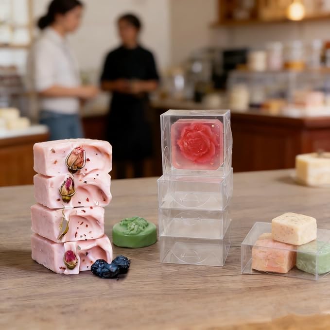 3.25"X3.25"X1.5" 50PCS Clear Cookie Boxes Packaging, Perfect for Displaying Small ltems-Jewelry, Crafts,Treats,Oreos,Soap,Macaron,ChocolateTruffle, Donut,Brownie MoreWedding Favors