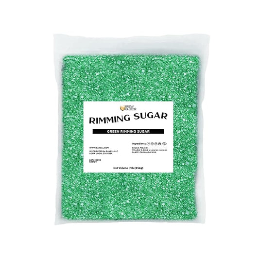 Brew Glitter - Green Rimming Sugar (1LB, 1x Resealable Bag) Cocktail Garnish for Mixed Drinks & Refreshments