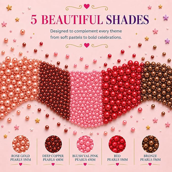 Confect Pearl Sprinkles | Edible Disco Ball Sprinkles for Cakes & Cupcakes Decoration | Pack of 5 Mix Bright Orange, Copper, Pink, Red & Bronze Dragees - Carnival |Vegan, Gluten-Free, Nut-Free, Soy-Free, Dairy-Free, Palm Oil-Free- 5 Oz