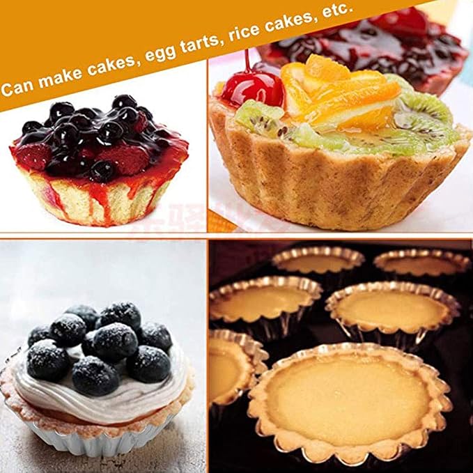 JTLB Egg Tart Mini Aluminum Cake Muffin Tins Pans Non Stick Cupcake Kitchen Reusable Baking Tools (30*Egg Tart Mo LDS)