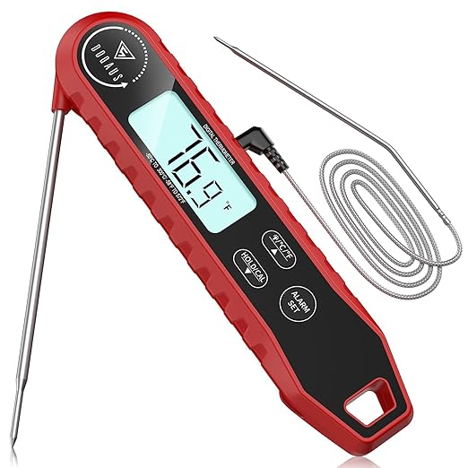 DOQAUS Meat Thermometer Digital with Dual Probe, Instant Read Food Thermometer for Cooking with Backlight and Alarm, 3s Fast Response, 40-inch Long Wired Probe for Oven BBQ Grill Smoker Candy