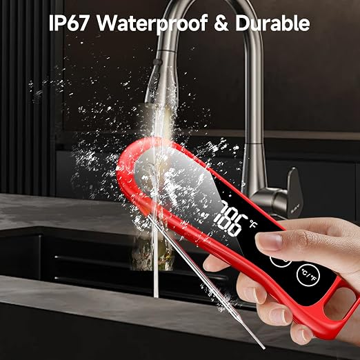 Meat Thermometer Digital, Professional Food Thermometer, 0.5 Sec Instant Read, ±0.5°F Accuracy, IP67 Waterproof Kitchen Thermometer with 180° Rotating Display for Cooking, Grilling, BBQ, Smoker, Oven