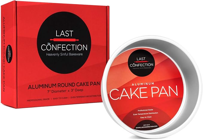 Last Confection 7" x 3" Round Cake Pan, Anodized Aluminum Cake Pan Baking Tin Mold, Professional Bakeware
