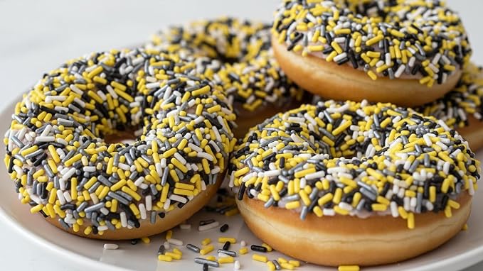 NCS Pittsburgh Game Day Black, Yellow, Silver & White Jimmies Edible Sprinkles – Cupcake, Cake & Cookie Decorations, 7 oz
