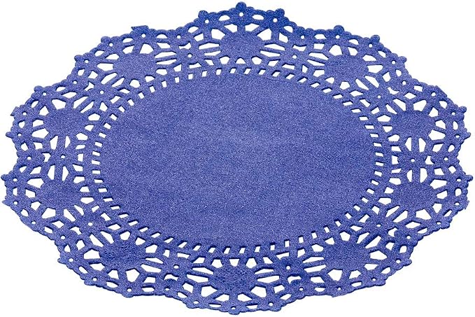 Restaurantware Lace Paper Doilies 4000 Count 4-Inch Round Decorative Dessert Tray Liners Elegant Absorbent Blue