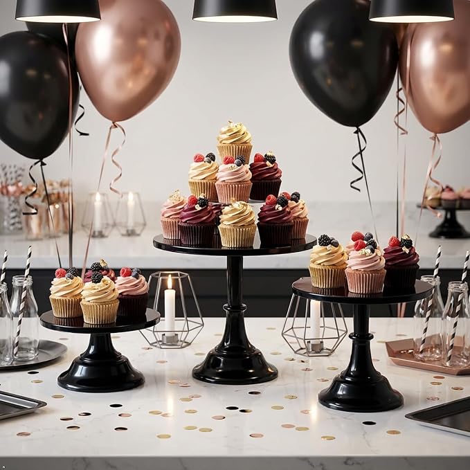 3 Pcs Metal Cake Stand Set 8/10/12 inch Dessert Table Display Perfect for Baby Shower Wedding Birthday(Black)
