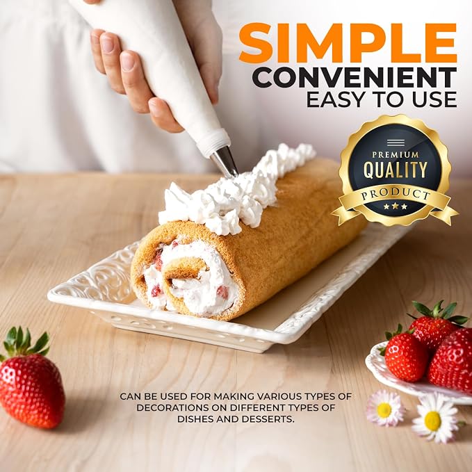 100Pcs Disposable Piping Bags 12inch and 16inch Anti-Burst Pastry Bags, Tipless Icing Piping Bag for Cake, Cream Frosting and Cookie Decoration Supplies (16 Inch bags)