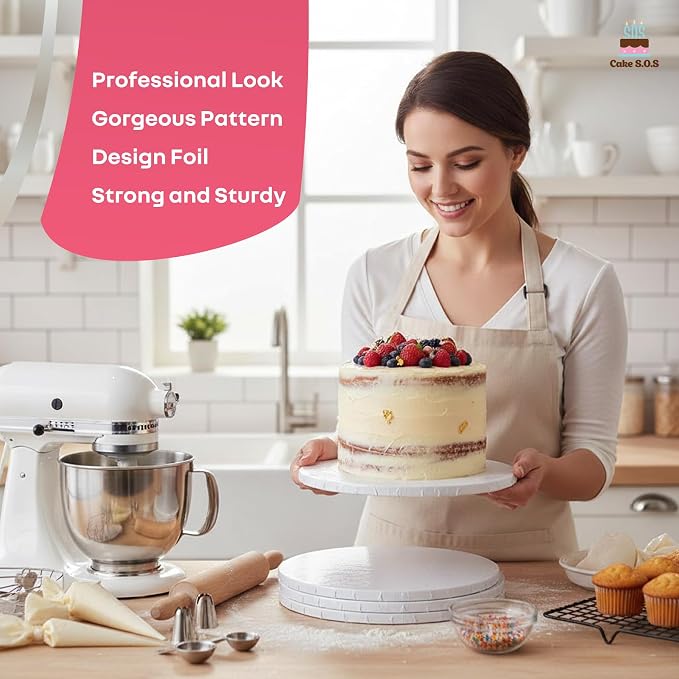 10 inch White Round Sturdy Cake Board Drums for Displaying Cakes, 1/2 inch Thick, (1-Pack)
