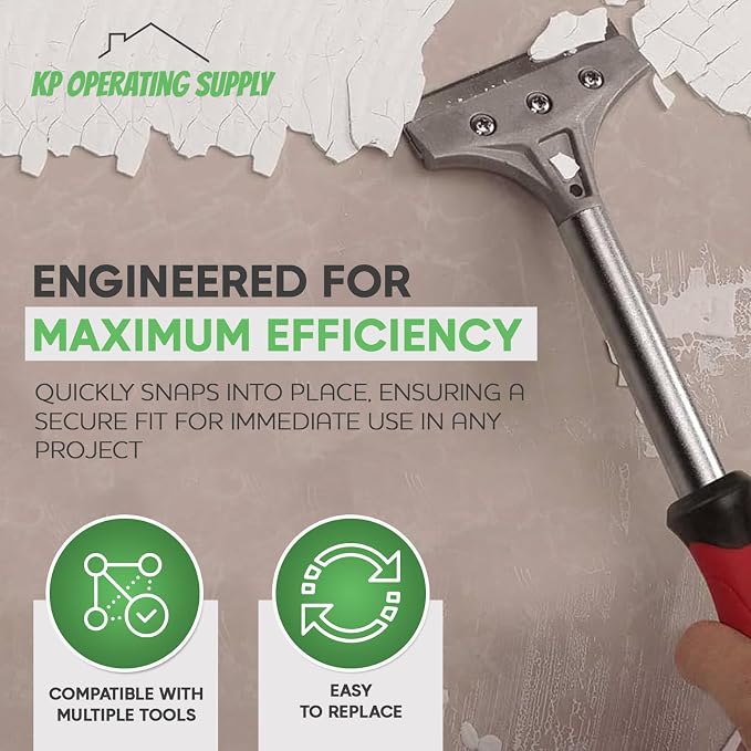 8" Replacement Floor Scraper Blades 10-Pack - Angled Demolition Scraper Blades for Efficient Flooring Removal and Demolition Razors - Compatible with Telescoping Floor Scrape - by KP Operating Supply
