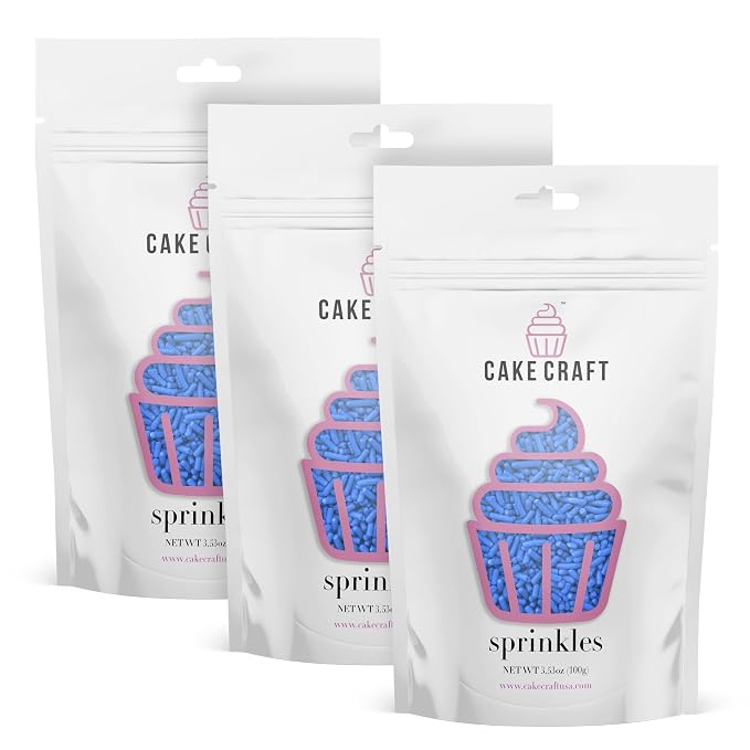 Cake Craft Sprinkles – 3-Pack (100g Each) | Decorating Cakes, Cupcakes, Cookies & More | Blue – Jimmies