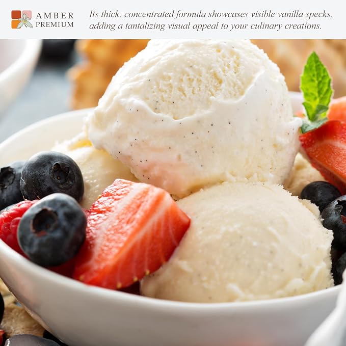 Amber Premium Pure Vanilla Bean Paste 150g / 4 fl oz (US) - Made with Authentic Madagascar Vanilla Extract - Vegan, Kosher, Chef Recommended for Baking, Desserts, and Pastries