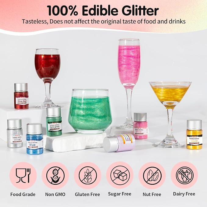 Edible Black Glitter for Drinks, Food Grade 10g Black Sprinkles Cake Decorating Supplies, Edible Luster Dust for Cocktail Beverages, Food Coloring Shimmer Powder for Baking,Cake Cupcakes Cookies Drinks Candy Strawberries Decorations