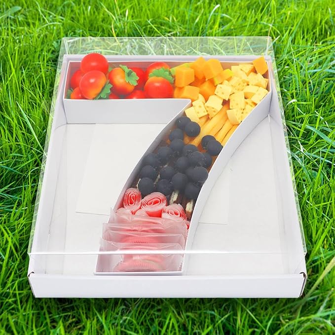WENPACK 12.5" Cardboard Number Shaped Mache Cupcake Strawberries Fillable Carton Box with Clear Lid (White, 7)
