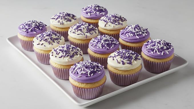 NCS Pearlized Purple & White Jimmies Edible Sprinkles – Cupcake, Cake & Cookie Decorations, 7 oz