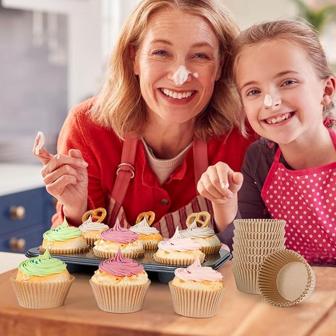 Caperci 300pcs Standard Cupcake Muffin Liners for Baking - Odorless Greaseproof Paper Muffin Baking Cups for Wedding Birthday Party Baby Shower Festivals (Natural)