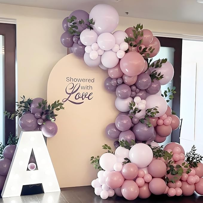 120pcs Dusty Purple Balloons 18 12 10 5 inch Purple Balloons Different Sizes Balloon Arch Kit for Boho Bridal Baby Shower Wedding Birthday Party Decorations