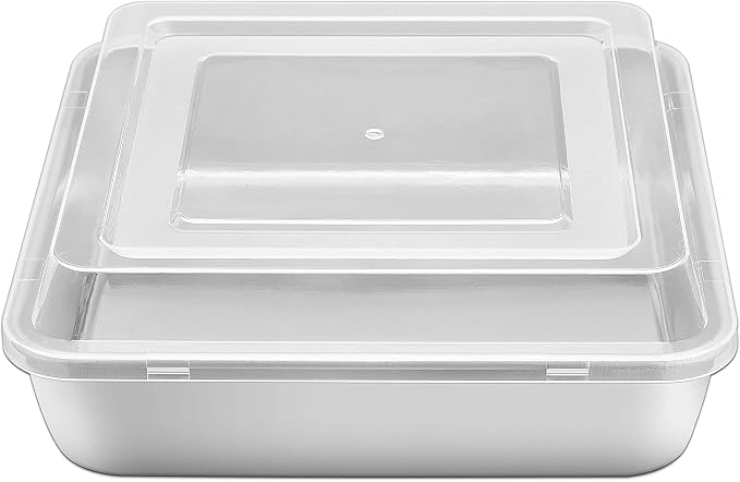 Herogo 8”x 8” Baking Pan (1 Pan + 1 Lid), Stainless Steel Square Cakes Brownie Lasagna Bakeware with Lid, Healthy & Dishwasher Safe