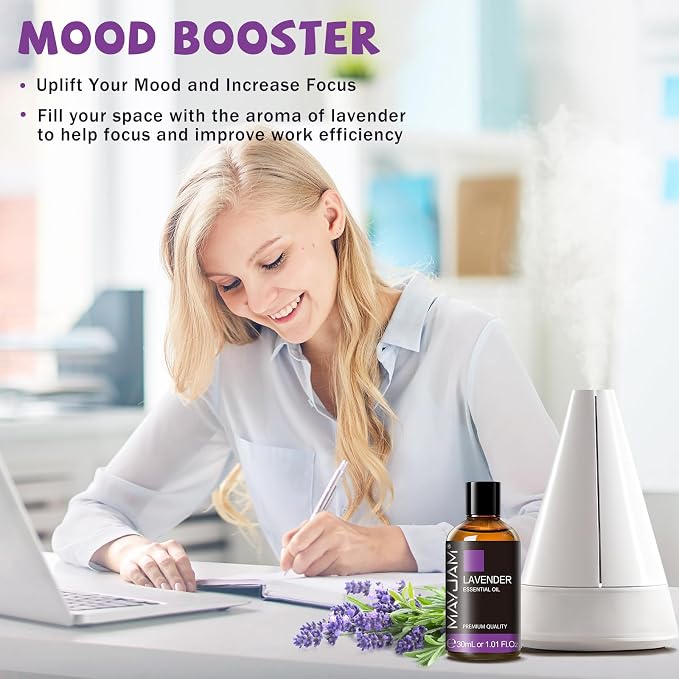 MAYJAM Lavender Essential Oil for Diffuser Soap Candle Making, 1.01fl.oz | Long Lasting Scents, Lavender Oil for Skin, Lavender Oil for Hair