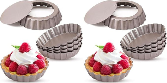 Webake 4 Inch Mini Tart Pan Set of 6, Non-Stick Small Tart Mold Quiche Pans with Removable Bottom Mini Tart Tins (Pack of 2)