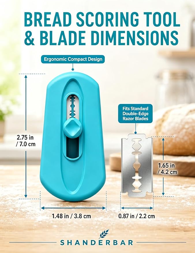 Magnetic Lame Bread Tool with Extractable Blade, Professional Bread Lame Sourdough Scoring Tool with Ergonomic Handle, Sourdough Scorer Knife for Homemade Baking, Includes 10 Replacement Razor Blades