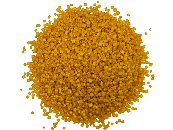 Edible Decorative 5 Ounce Coarse Crunchy Large-grained Gold Sanding Sugar Sprinkles for Baking, Sparkling Crystals for Cakes, Cookies, Cupcakes, Ice Cream Topping and Rimming Sugar