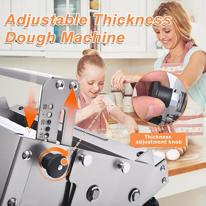 Folding Dough Rolling Machine，Stainless Steel Counter Top Dough Sheeter，Manual Dough Sheeter for Thicknesses from 0 to 25 mm, for Croissants, Pizza,Pasta, Pastry, Fondant,Puff (12in)
