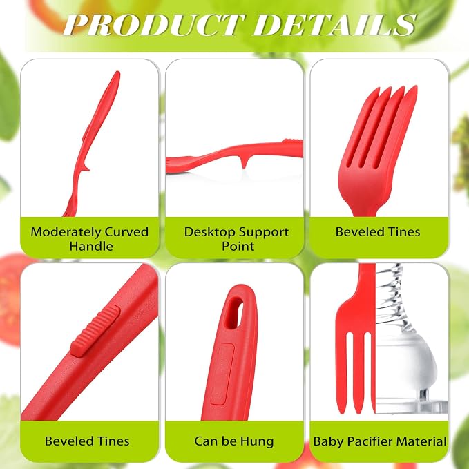 Mixweer 2 Pcs Silicone Flexible Fork 11.6 Inch Silicone Heat Resistant Cooking Fork Large Kitchen Non Stick Spork Ultimate for Mix Ingredients, Mash Food, Whisk Eggs, Baking(Red, Black)