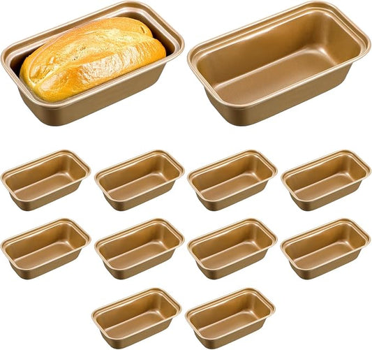 12Pcs Mini Loaf Pans for Baking Bread - 6.1 x 3.3 x 2.1 Inch Nonstick Carbon Steel Bread Pan -Rectangle Baking Pan for Home Oven Bakings Homemade Cake Sourdough and Meatloaf