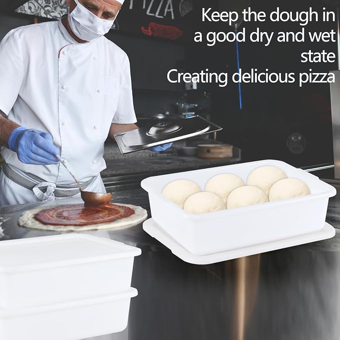 3 Pack Bread Dough Proofing Box with Lid, Pizza Proofing Tray, Stackable Commercial Quality