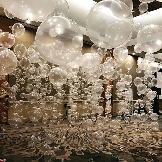 Clear Balloon Arch Kit, 143Pcs Transparent Clear Latex Balloon Garland kit, 18 12 10 5 Inch Different Size Balloons for Wedding Bridal Shower Anniversary Baby Shower Birthday Party Decorations