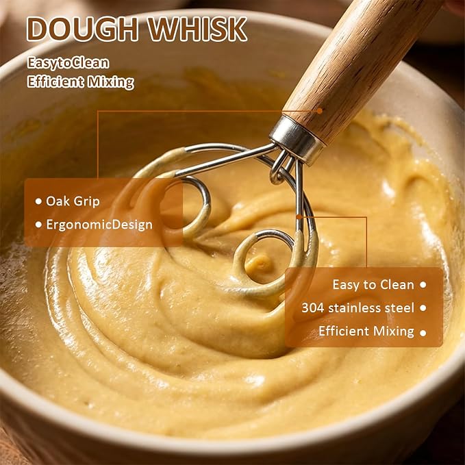 15 PCS Sourdough Bread Baking set, 9 in Rattan Basket Bread Proofer, Sourdough Fermentation Kit, Bread Making Tool Set, a Sourdough Baking Set Gift for Baking Enthusiasts, Women, Wives, and Mothers