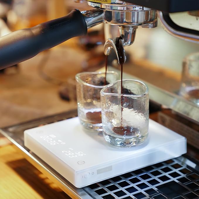 TIMEMORE Coffee Scale Basic 2.0 Electronic Espresso White Scale with Water Flow Rate and Timer Function, Free Switching of Ounce/kg Units, Digital Scale for Kitchen/Baking/Cooking
