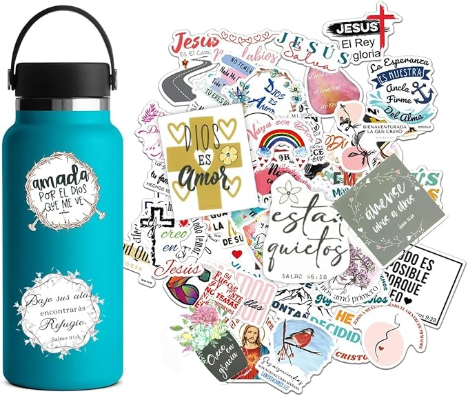 Spanish Christian Stickers - Pegatinas Cristianas con Versículos Bíblicos for Water Bottles, Bible Journaling & Laptop - Religious Faith Gifts for Women Men & Teens