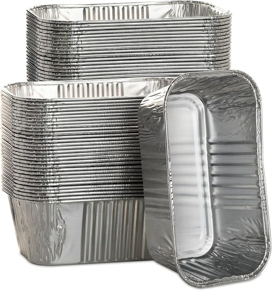 MOACOCK 50 Pack 1Lb Mini Loaf Pans, 6” x 3.5” x 2” Foil Disposable Loaf Pans, Aluminum Foil Bread Pans for Baking Homemade Cakes & Breads Holiday Treats Food Storage