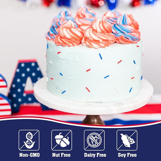 Twisweet Edible Patriotic Sprinkles for Cake Decorating, 4th of July Red White Blue Sprinkles Mix Baking Candy, Cupcake Topper Cookies Ice Cream Cake Decorations, Independence Day Birthday Festival Supplies (130g/4.58oz)