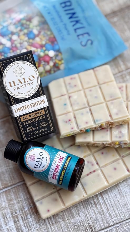 Natural BIRTHDAY CAKE Batter Flavoring Extract by HALO PANTRY (2oz bottle) | Water-Soluble, Dye-Free/Colorless, Gluten-Free, Dairy Free, Zero Sugars, NO Sweeteners, NO Calories | Perfect for customizing ANY baking, candy, dessert or drink recipes