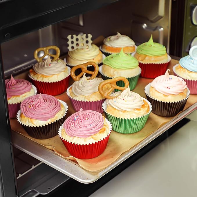 Caperci Pink Foil Cupcake Muffin Liners Standard Size Baking Cups 150-Pack - Premium Greaseproof & Sturdy