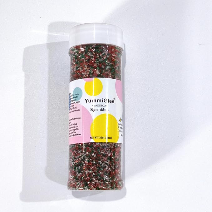 Christmas sanding sugar Mix Sprinkles - 4.6oz - Red, Green & White Confetti for Dessert Decorating - Holiday Baking Toppings for Gingerbread, Cupcakes, Cookies, Cake Pops, Ice Creams